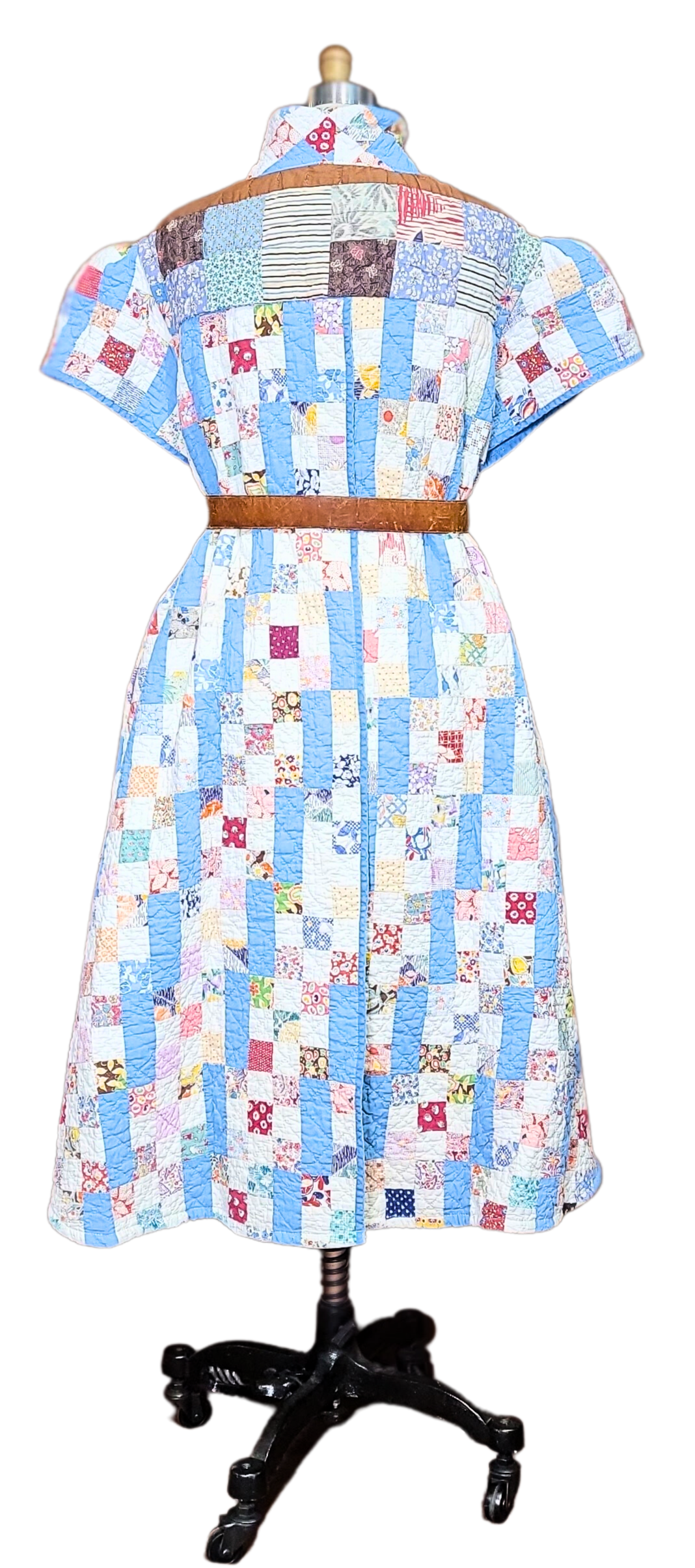 Vintage Quilt Jacket - All Season Split Back with Hi-Low Hemline -Granny Square Blues with