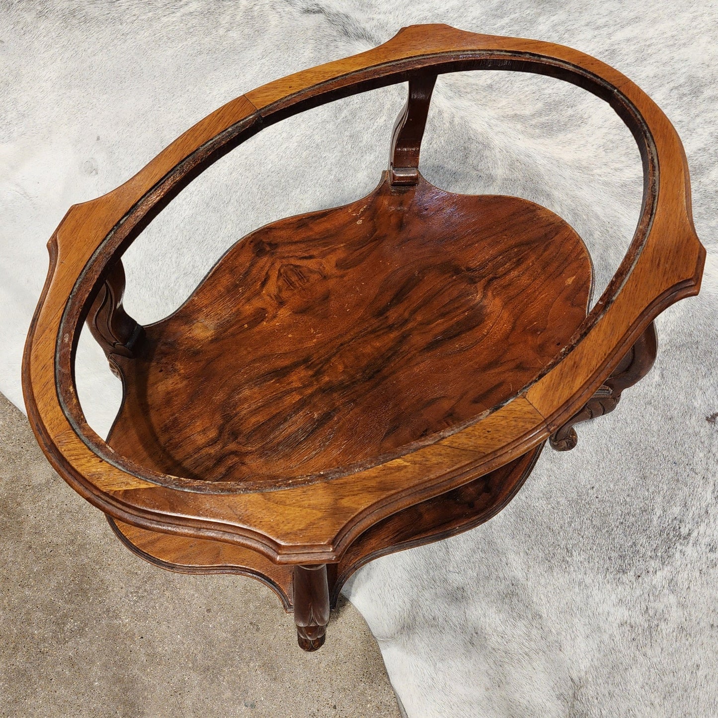 Vintage Oval Two Tiered Accent Wood Table