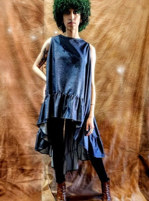 Sleeveless Summer Point Flounce Tunic | Vest