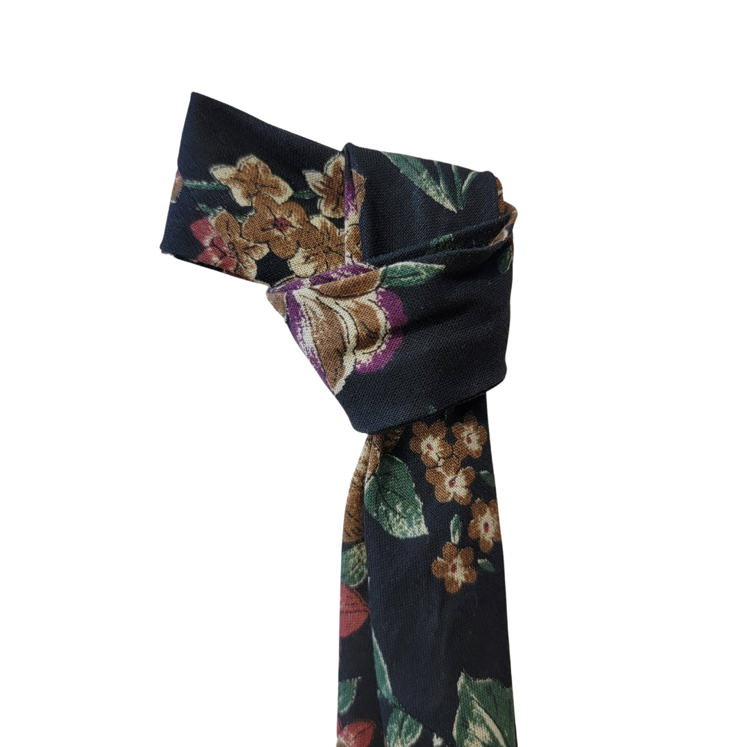 Western Style Skinny Neck Tie - Western Bowtie - Created from Vintage Silk Ties