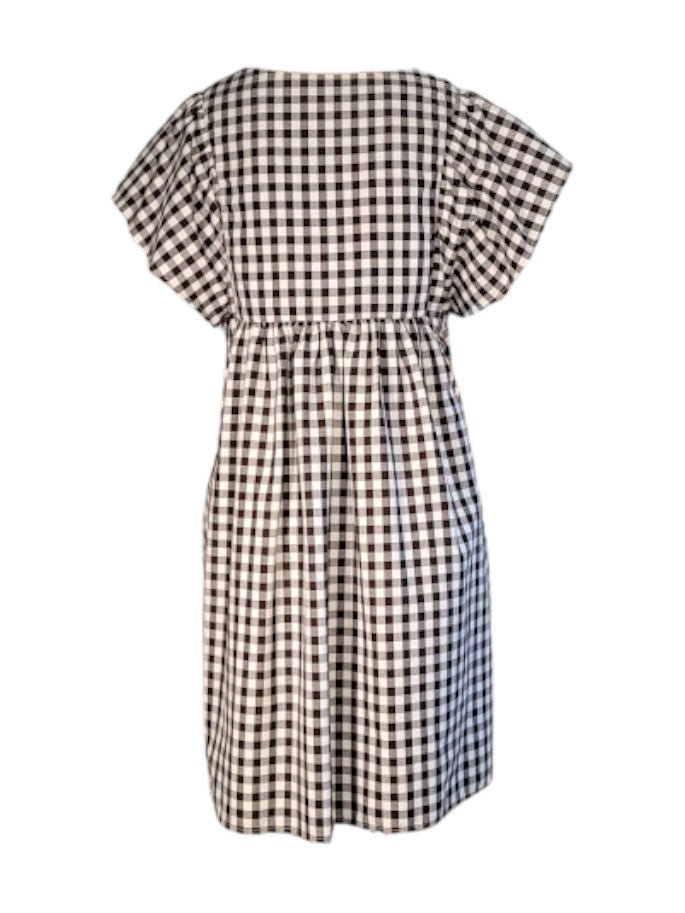 The Ren Dress Midi - Brown Gingham, Cotton