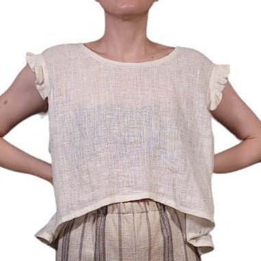 The Abbey Pullover - Flutter Cap Sleeve, Cotton Blend