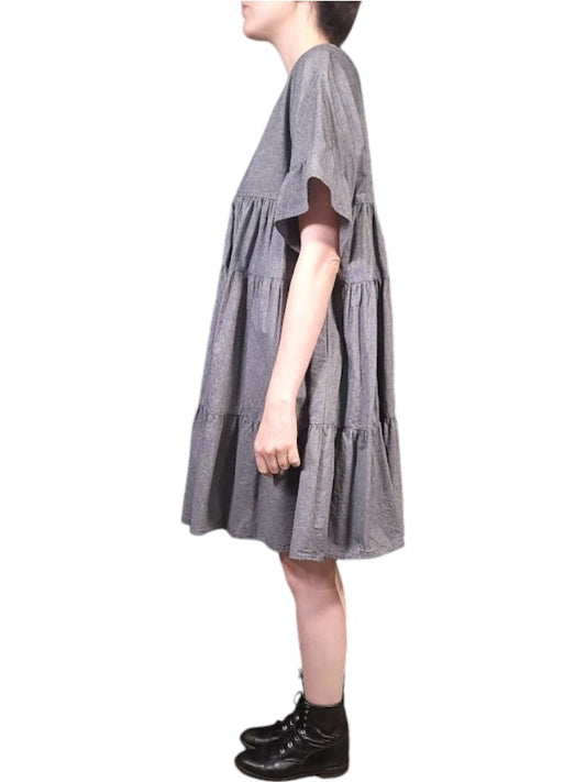 The Palomino Dress Knee-Length - Oversize, BlueGray Cotton Denim Chabray