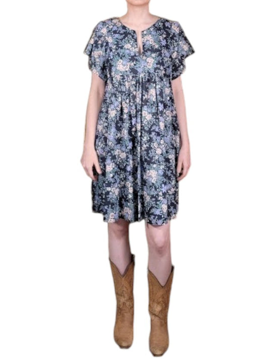 The Ren Dress Midi - Navy Floral, Cotton Lawn