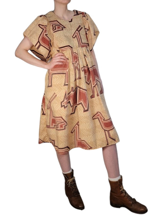 The Ren Dress Midi - Vintage Safari Animal Print, Cotton