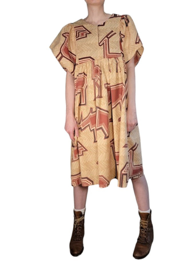 The Ren Dress Midi - Vintage Safari Animal Print, Cotton