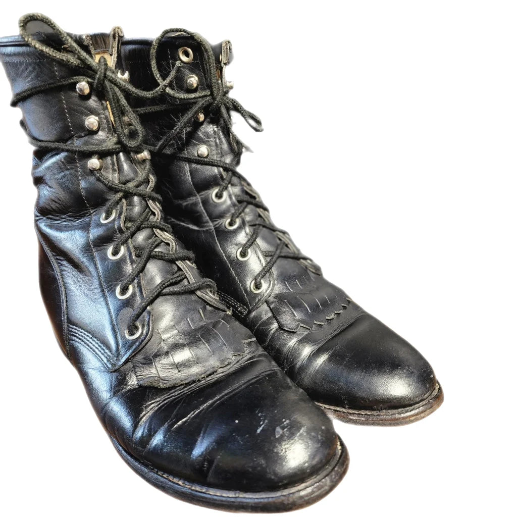 Vintage black lace up 2025 boots