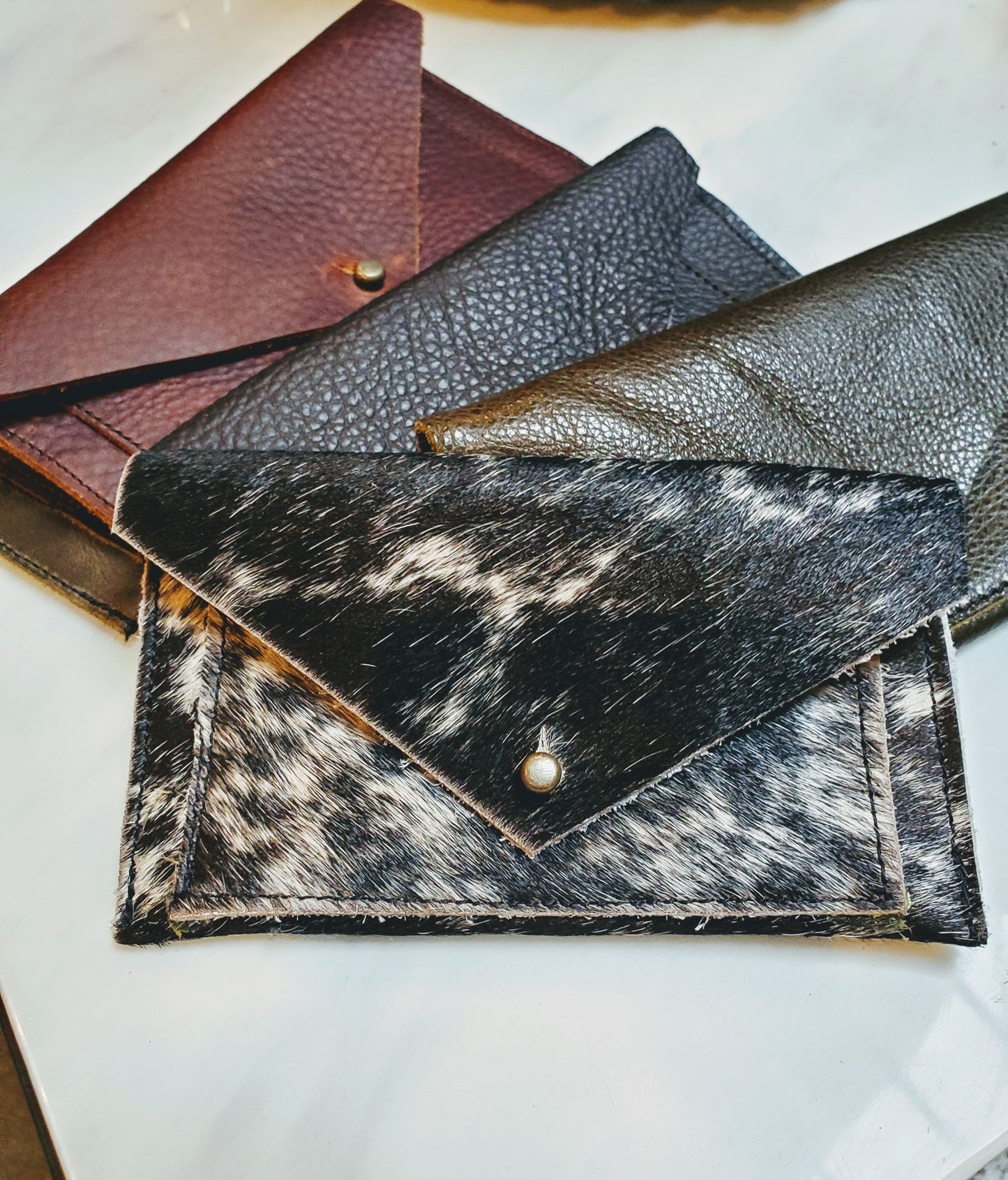Leather Envelope Clutch Wallet: Various Colors