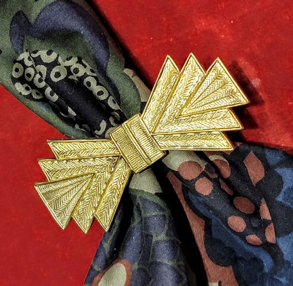 Brass Bow Bandana Bolo Slide Jewelry Scarf