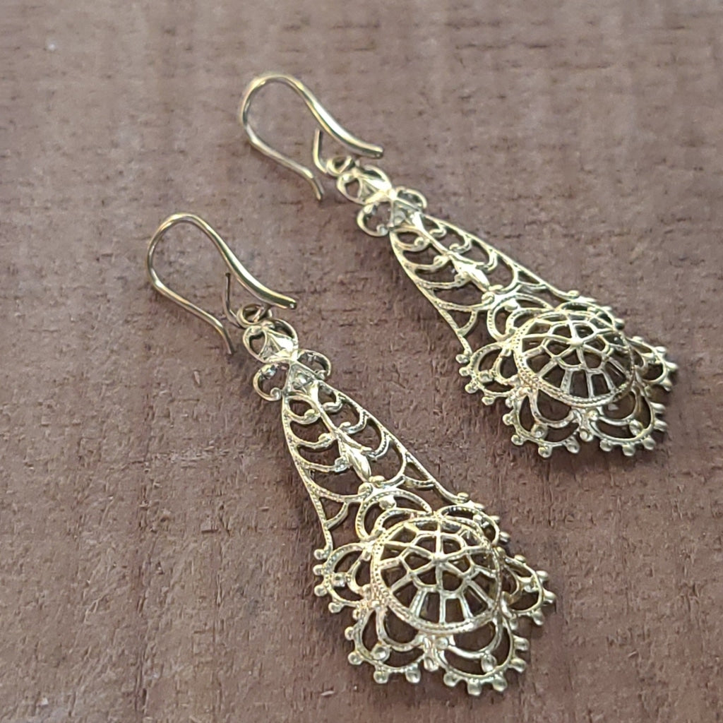 Brass Filagree Pendulum Shaped Drop Earrings Jewelry Earring