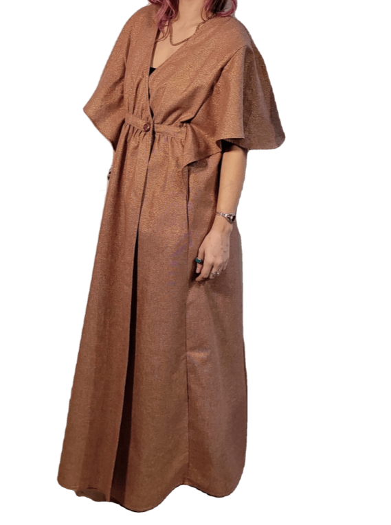 Butterfly Kaftan Flowing Maxi Dress- Special Edition Fabrics Sparkle Linen / 2 Apparel Dress
