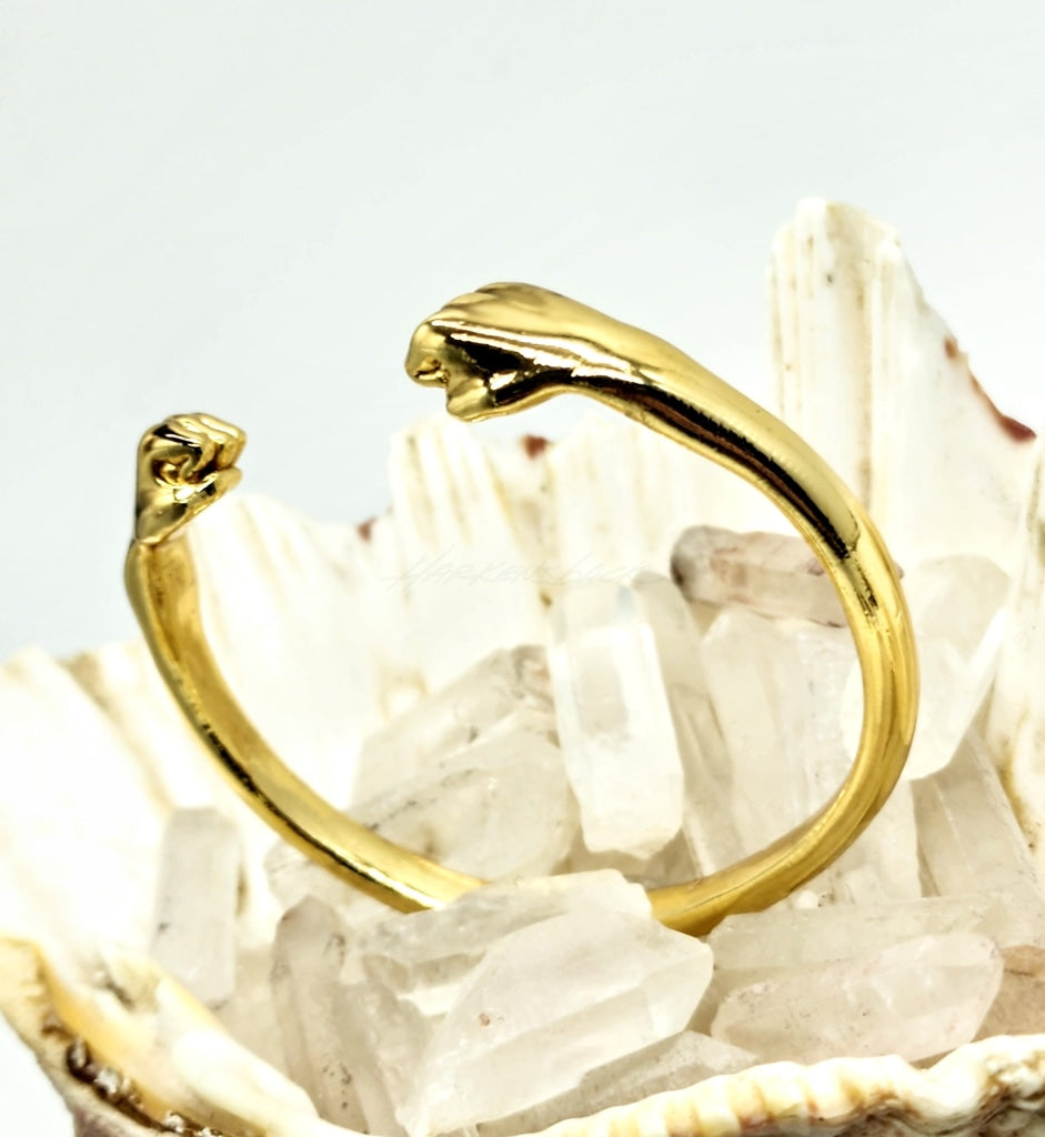 Restock Arriving 12/16 - Double Punching Fists Brass Cuff Bracelet Adjustable Jewelry