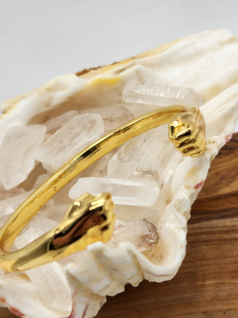 Restock Arriving 12/16 - Double Punching Fists Brass Cuff Bracelet Adjustable Jewelry