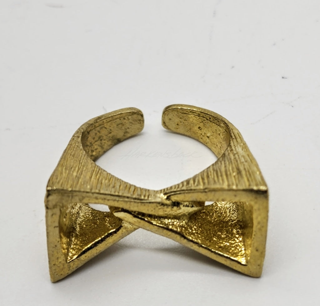 Geometric Brass Statement Ring In - Adjustable Sizing Jewelry