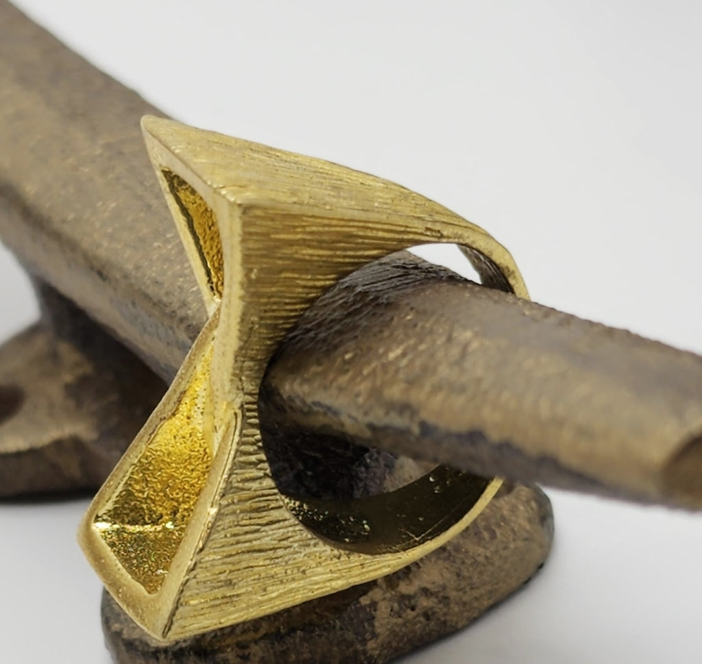 Geometric Brass Statement Ring In - Adjustable Sizing Jewelry