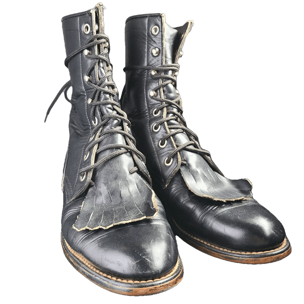 Black lace top up roper boots