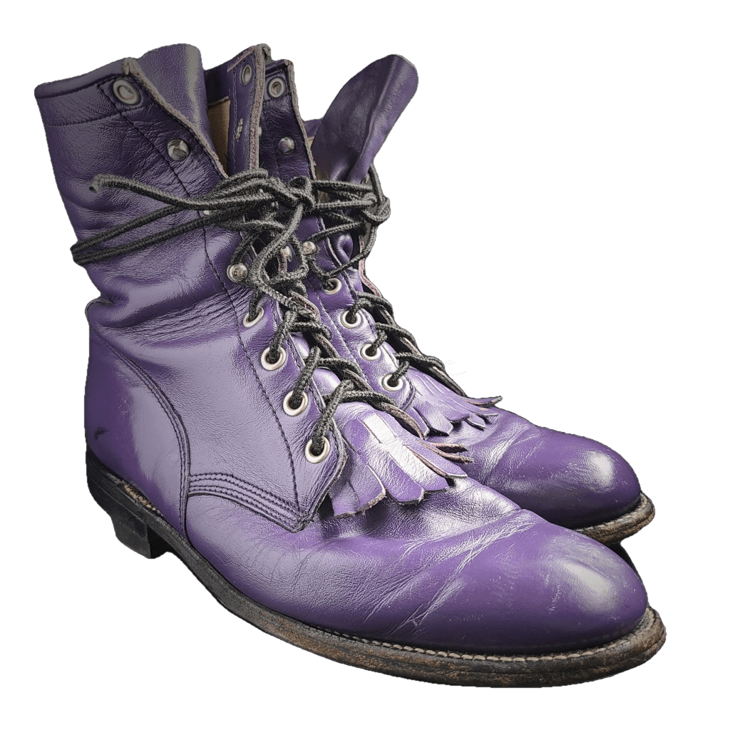 Justin Purple Vintage Lace Up Boots M 8 W 9.5 Harkensback