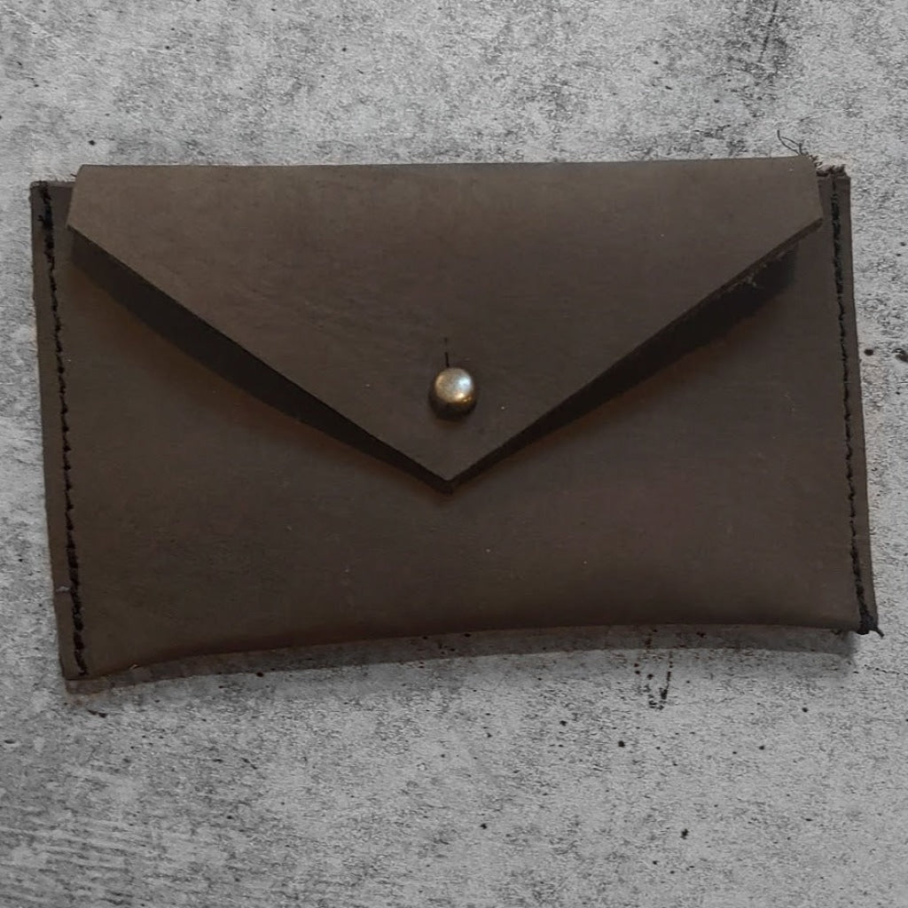 Leather Card Holder Wallet - Various Leathers Lead Grey