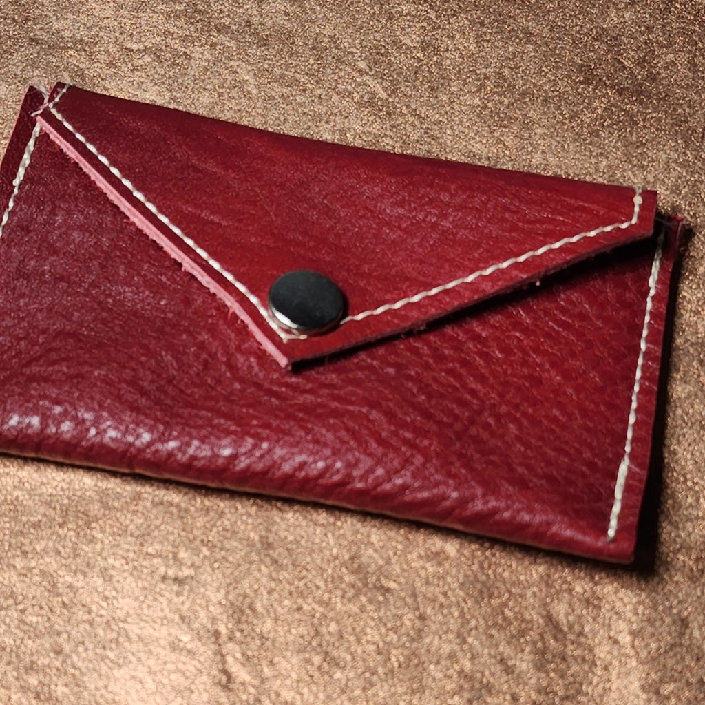 Leather Card Holder Wallet - Various Leathers Red Lustre