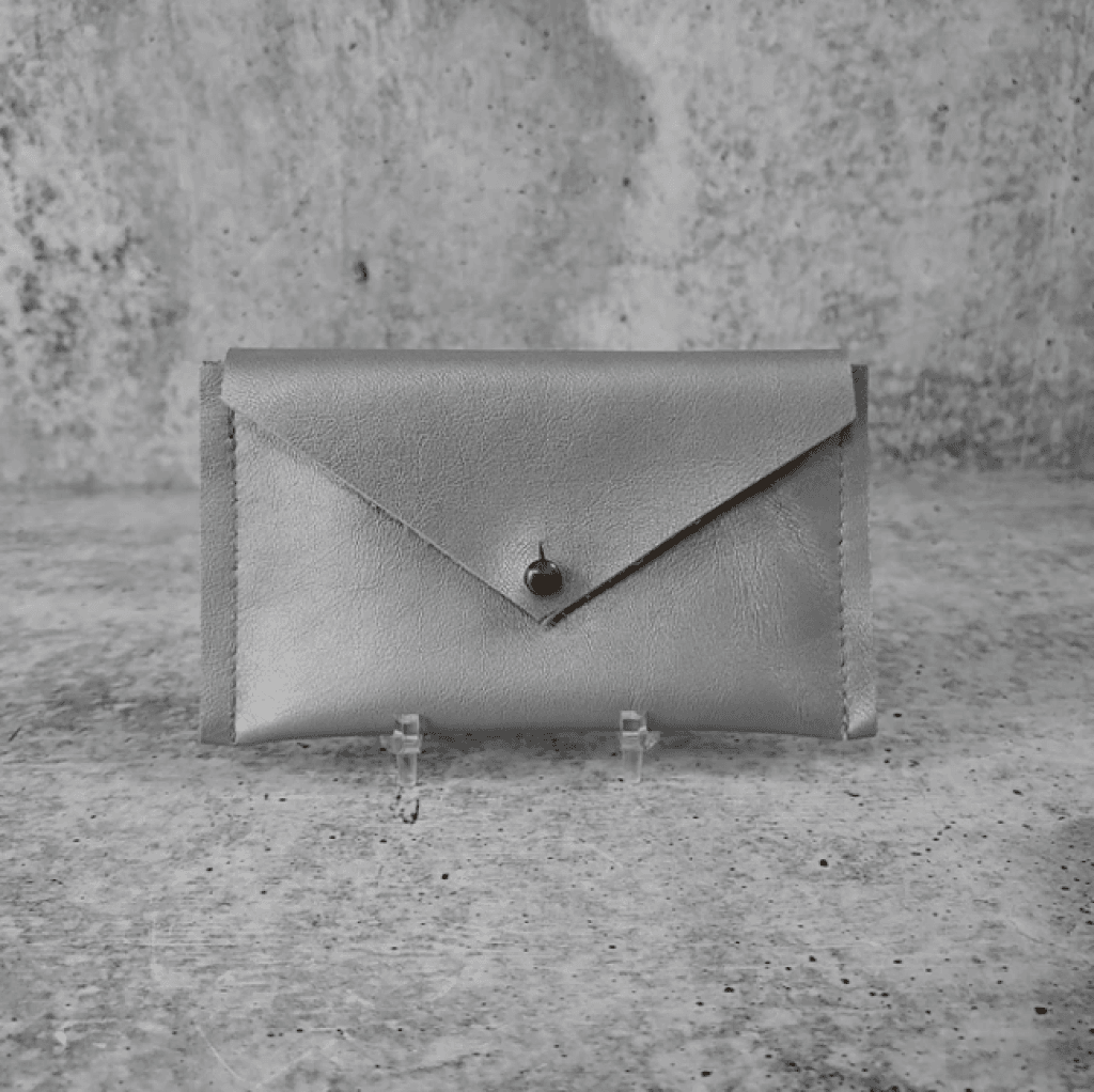Leather Card Holder Wallet - Various Leathers Silver Metallic