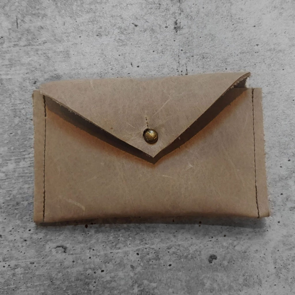 Leather Card Holder Wallet - Various Leathers Stone Oiled Gray