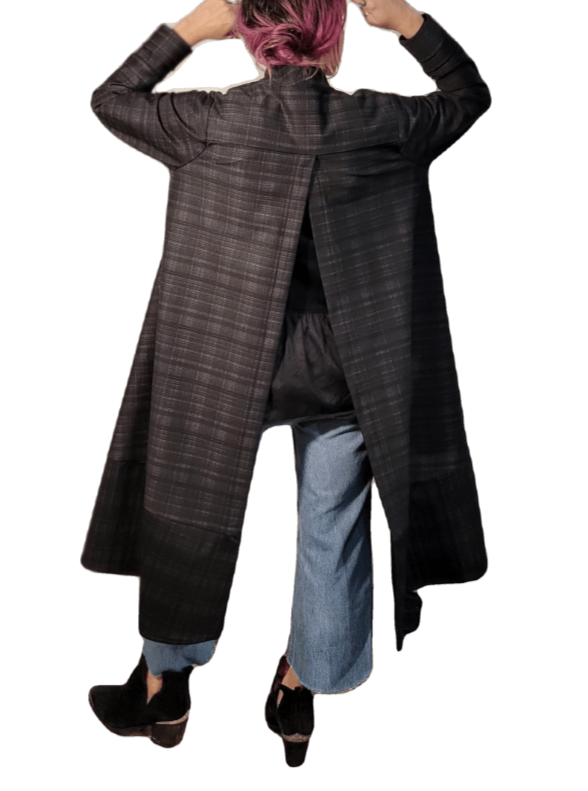 Mo Split Back Caped Jacket - Full Length- Various Fabrics Apparel