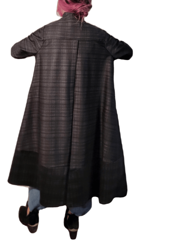 Mo Split Back Caped Jacket - Full Length- Various Fabrics Apparel