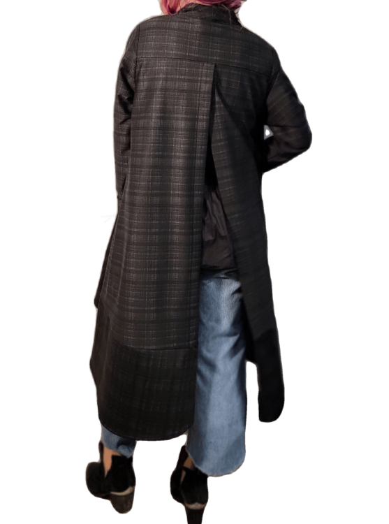 Mo Split Back Caped Jacket - Full Length- Various Fabrics Apparel