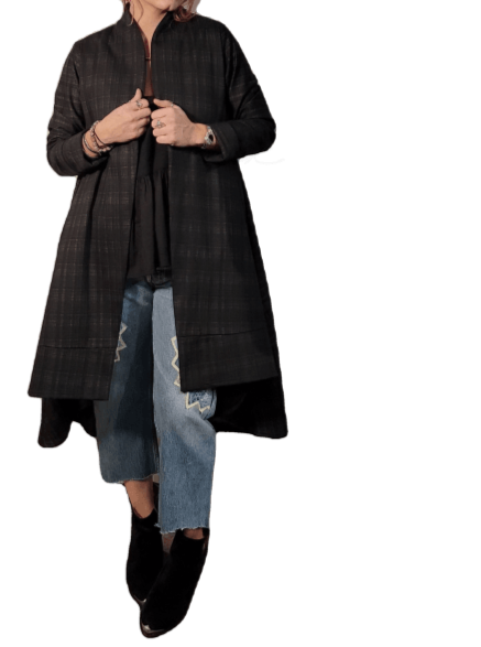 Mo Split Back Caped Jacket - Full Length- Various Fabrics Apparel