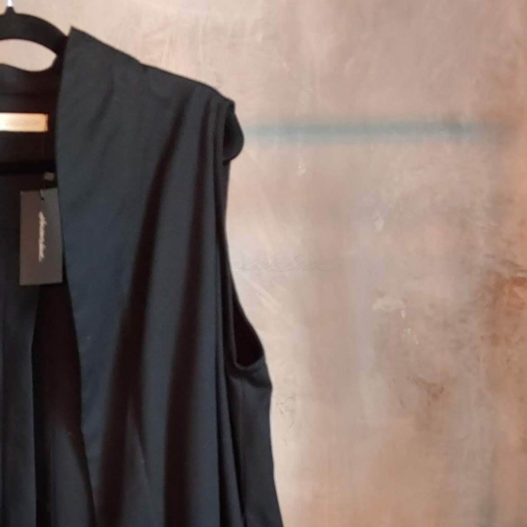 Mo Split Back Long Vest Rayon Ponte Knit - Black Apparel Jacket