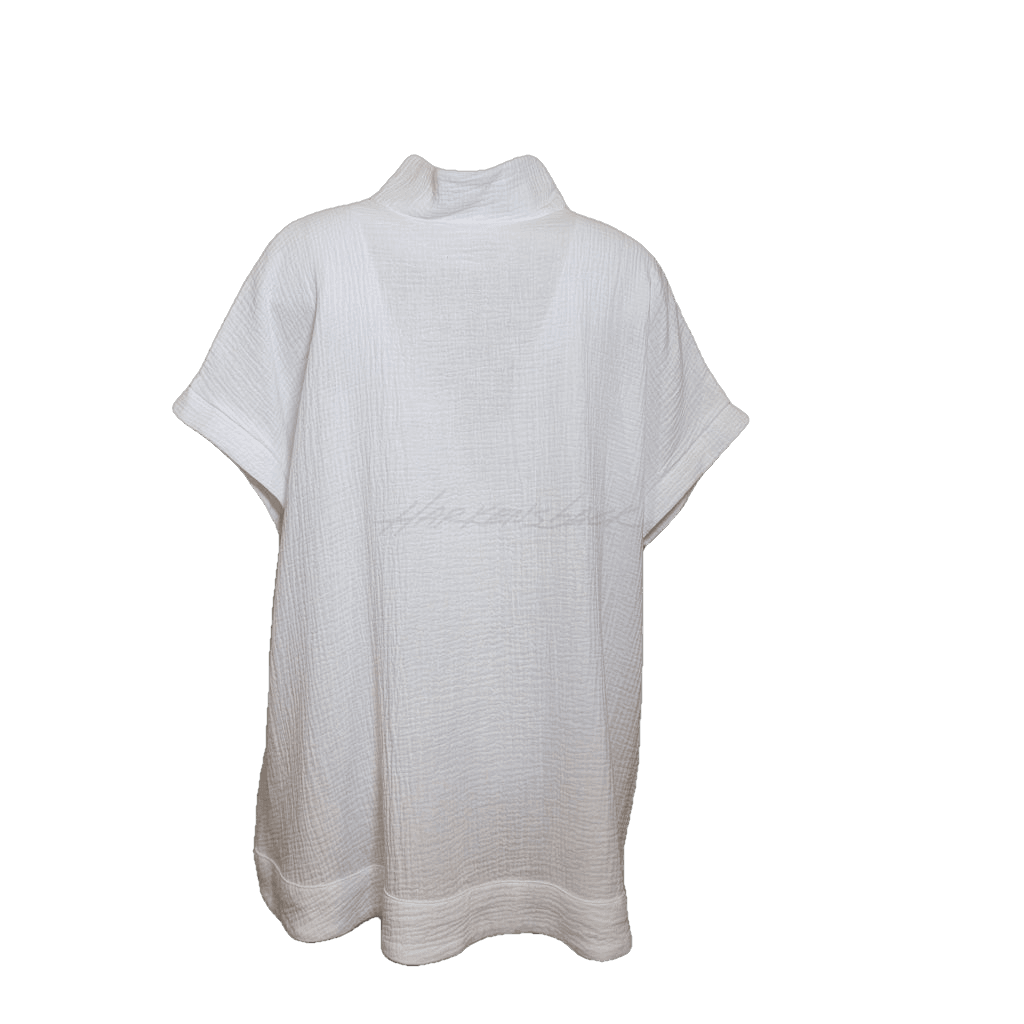 Paloma Popped Collar Tunic - Double Cotton Gauze Apparel Top
