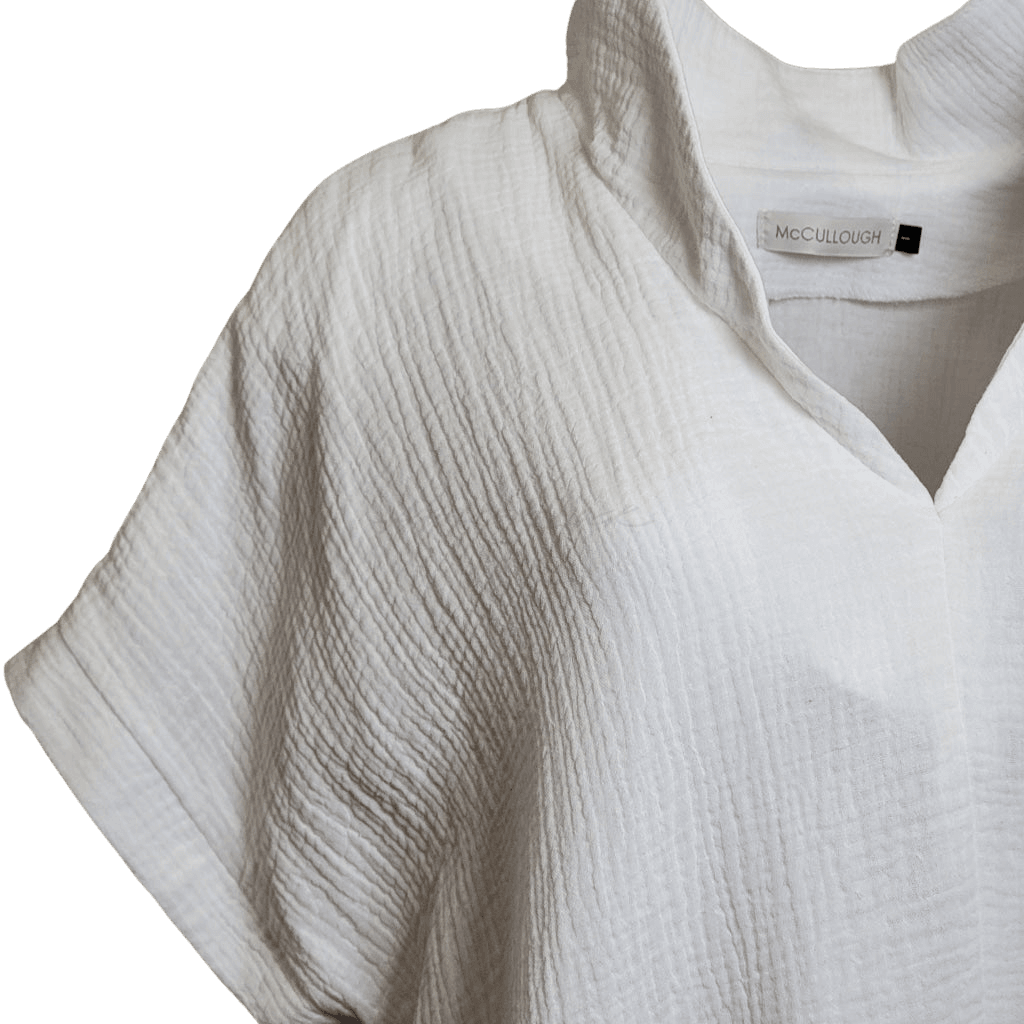 Paloma Popped Collar Tunic - Double Cotton Gauze Apparel Top