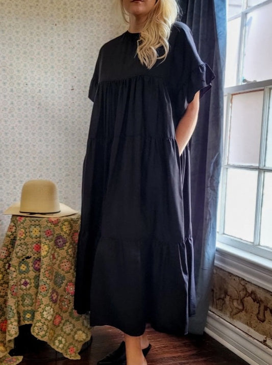 Palomino Black Rayon Challis Short Dress