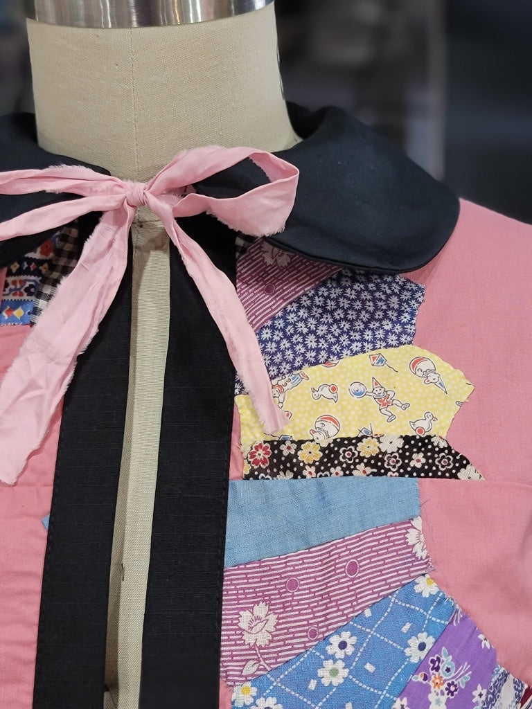 Peter Pan Collar Gathered Sleeve With Tie Front Jacket Quilted Apparel