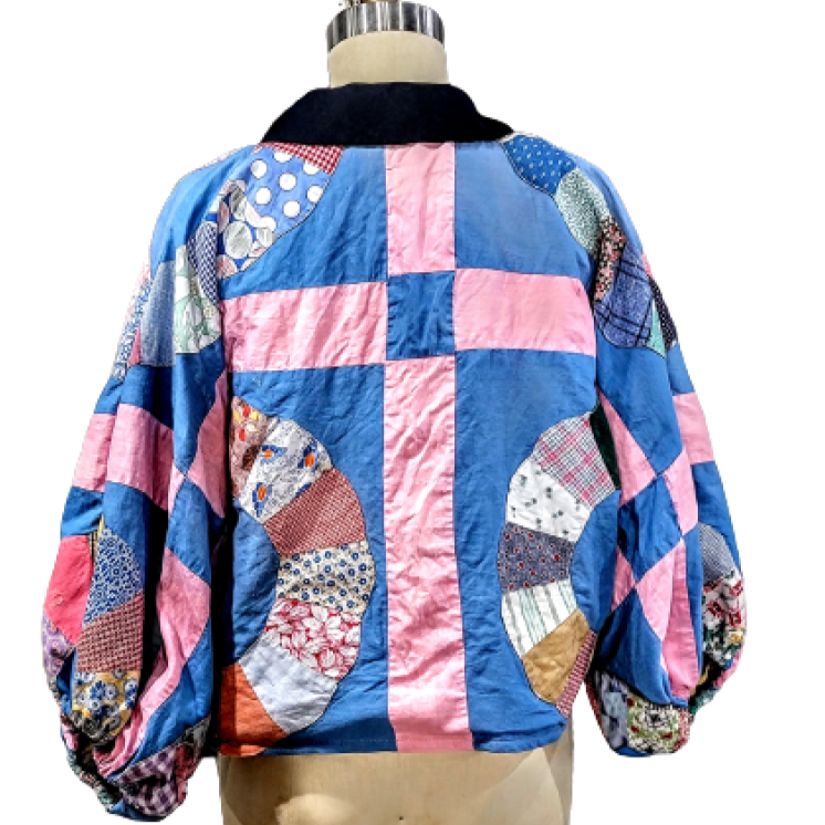 Peter Pan Collar Gathered Sleeve With Tie Front Jacket Quilted Apparel