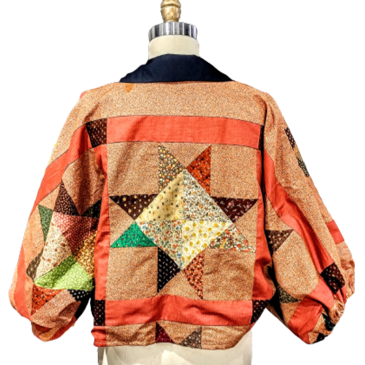 Peter Pan Collar Gathered Sleeve With Tie Front Jacket Quilted Apparel