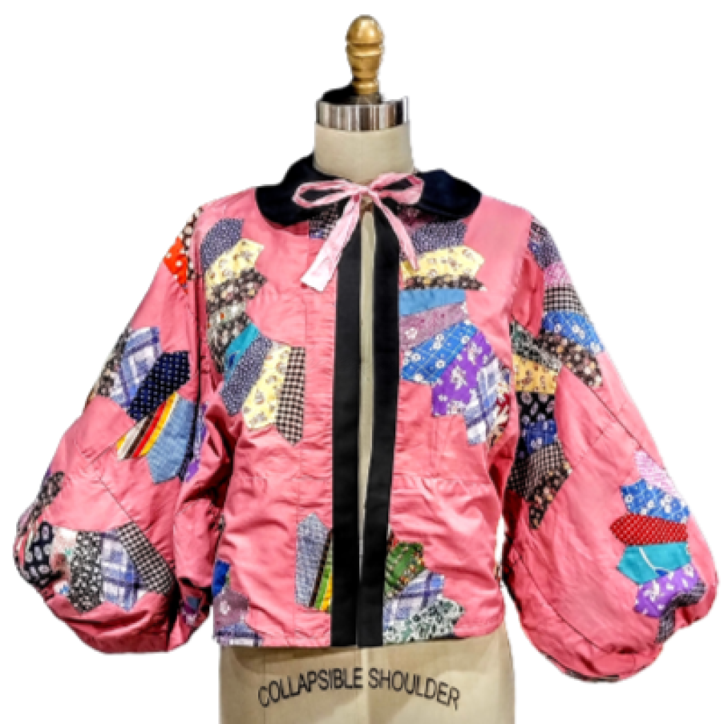 Peter Pan Collar Gathered Sleeve With Tie Front Jacket Quilted Apparel