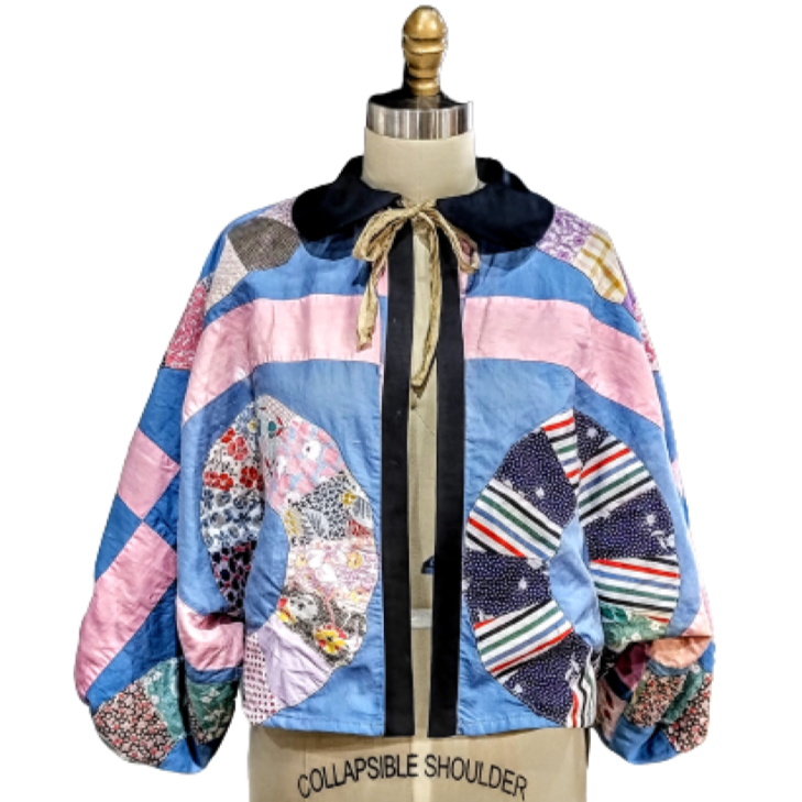 Peter Pan Collar Gathered Sleeve With Tie Front Jacket Quilted Apparel