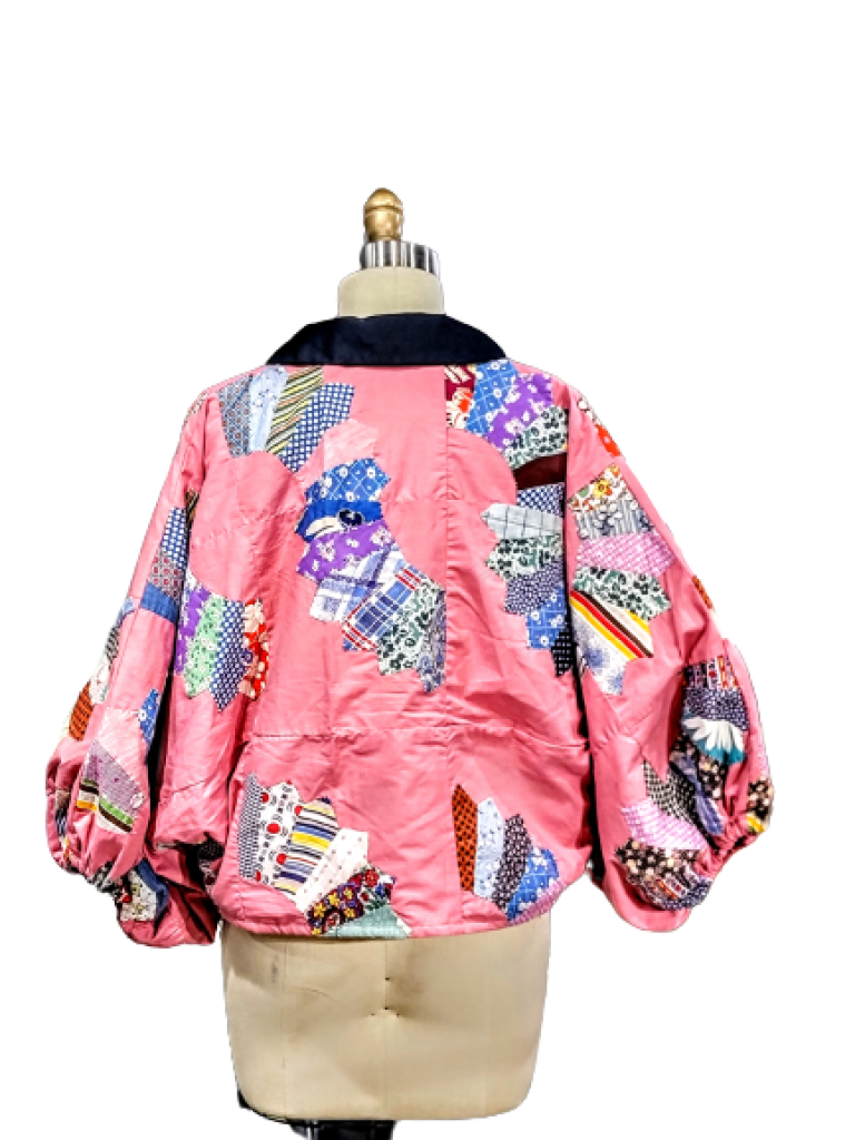 Peter Pan Collar Gathered Sleeve With Tie Front Jacket Quilted Apparel