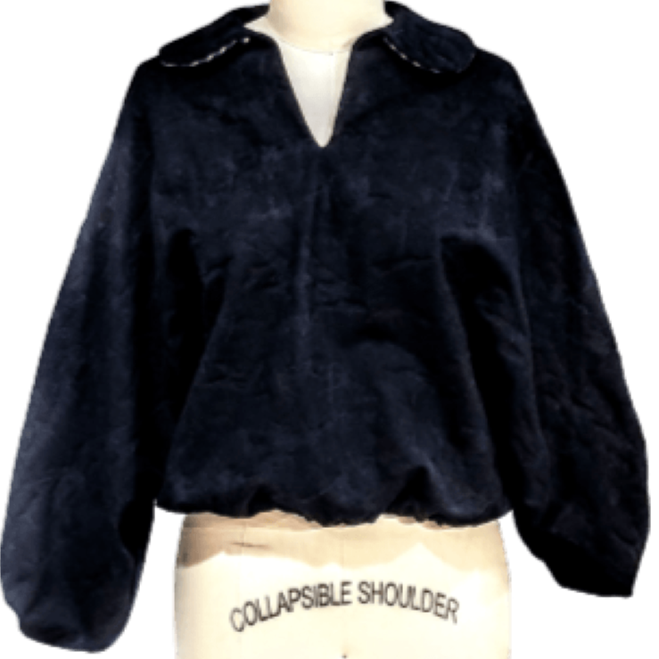 Peter Pan Collar Pull-Over With Puff Sleeves Puffy Jacquard Apparel Top