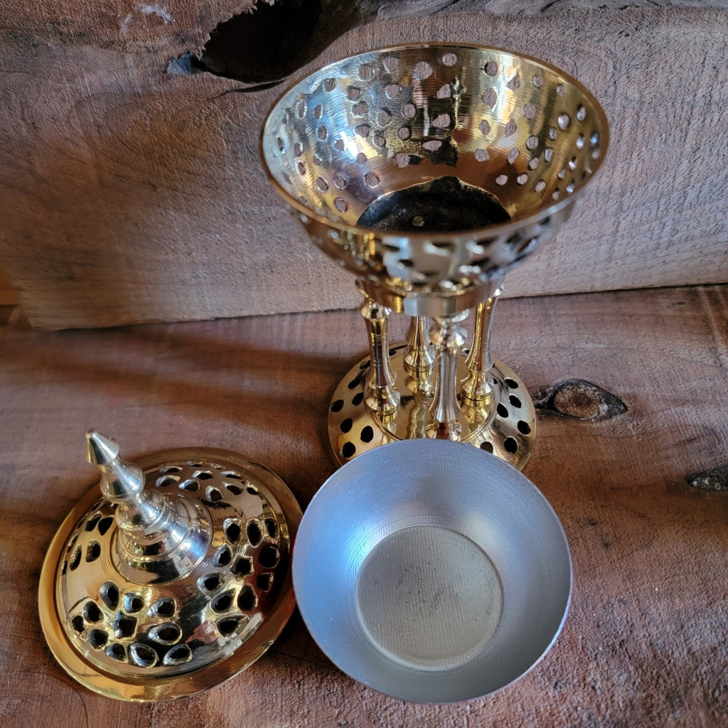 Pillar Shiny Brass Incense Burner Naturals