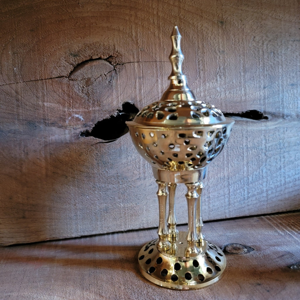 Pillar Shiny Brass Incense Burner Naturals