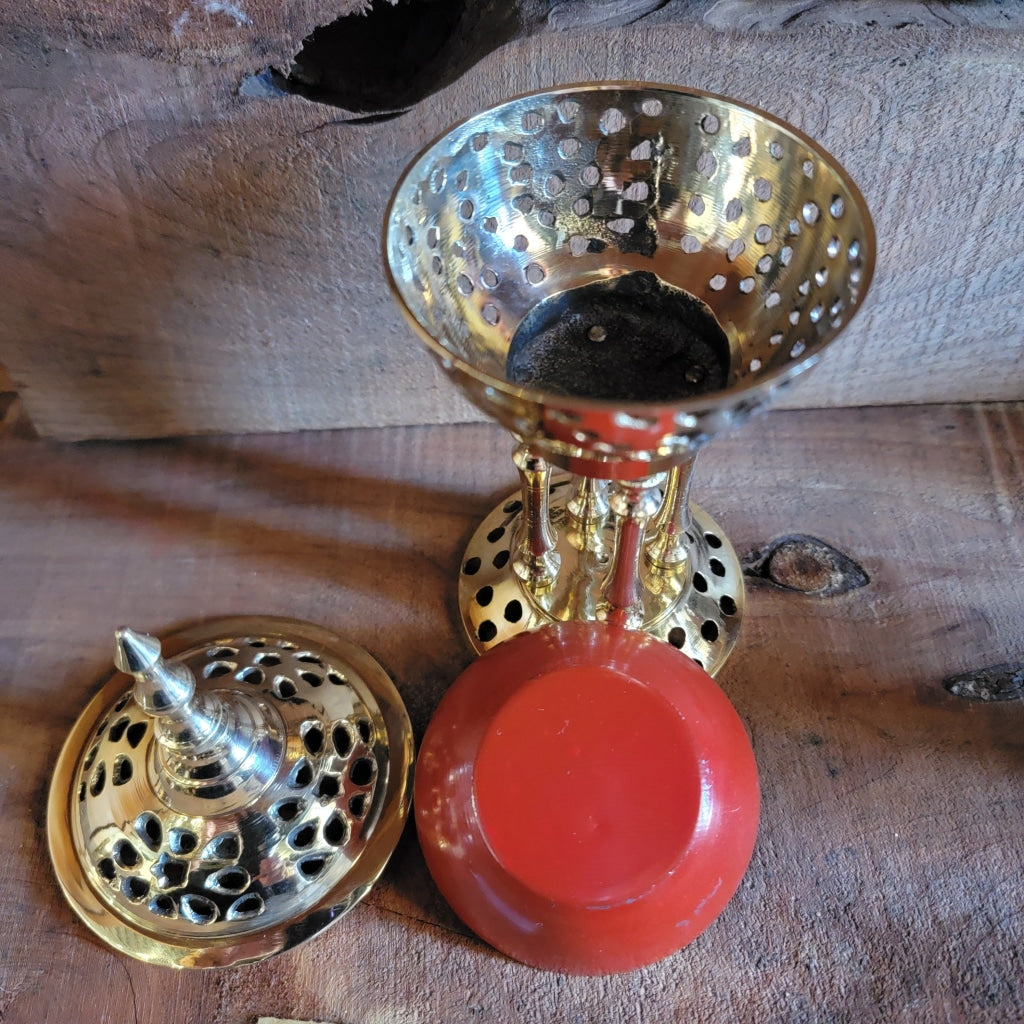 Pillar Shiny Brass Incense Burner Naturals