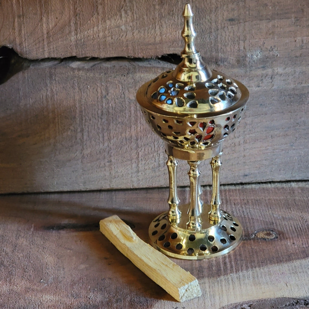 Pillar Shiny Brass Incense Burner Naturals