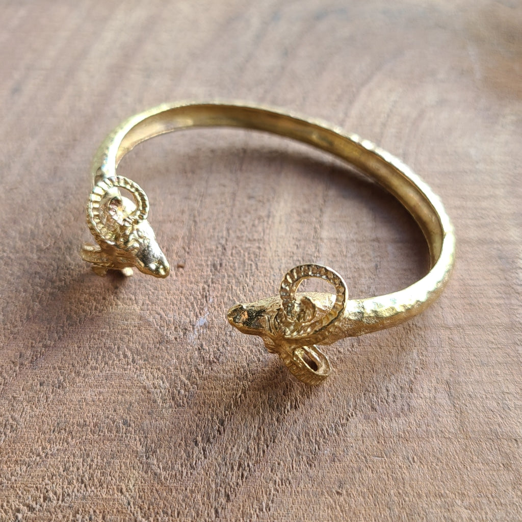 Rams Head Brass Cuff Jewelry Bracelet