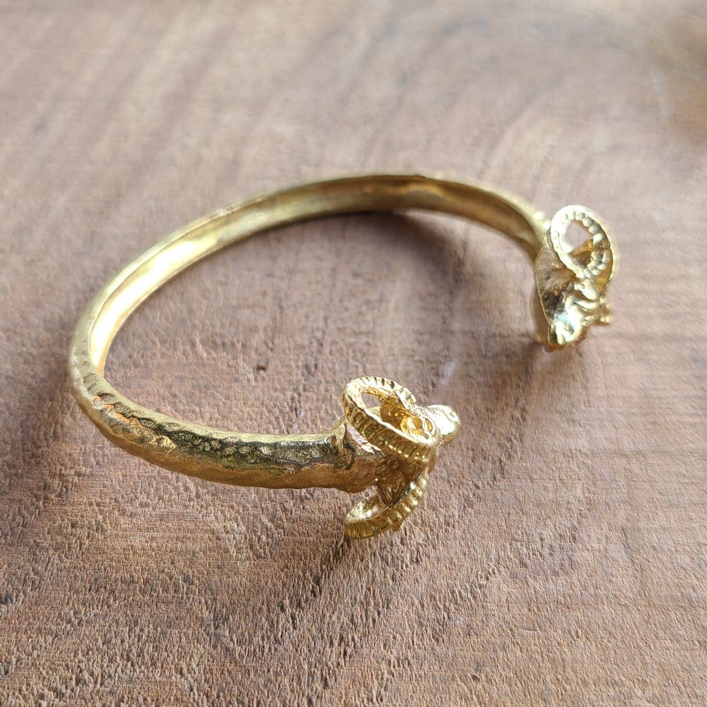 Rams Head Brass Cuff Jewelry Bracelet