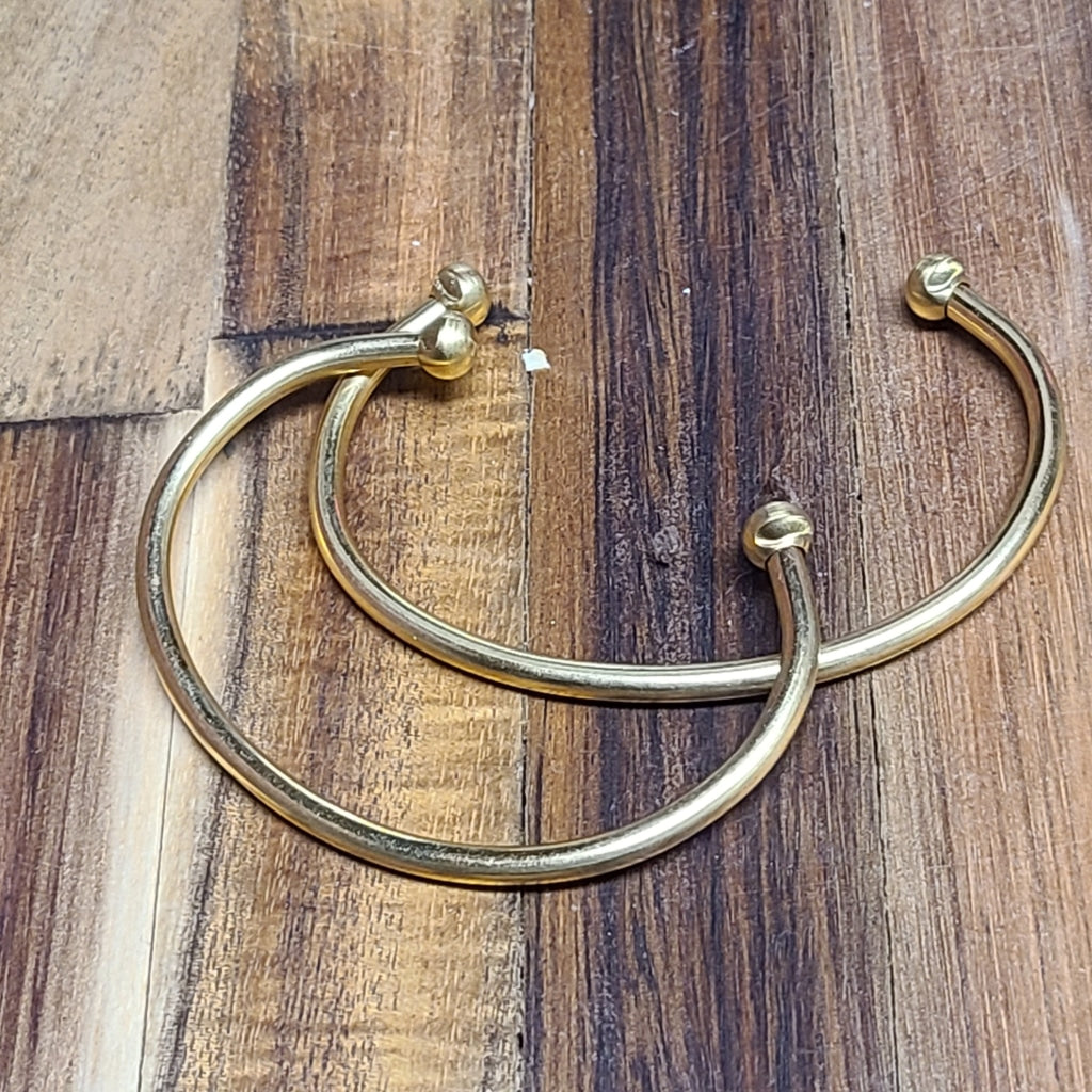 Stackable Brass Cuff With Ball End Closure Jewelry Bracelet