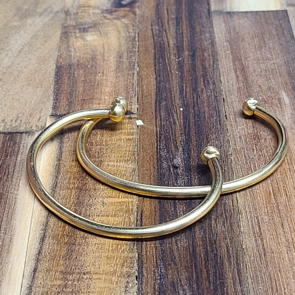 Stackable Brass Cuff With Ball End Closure Jewelry Bracelet