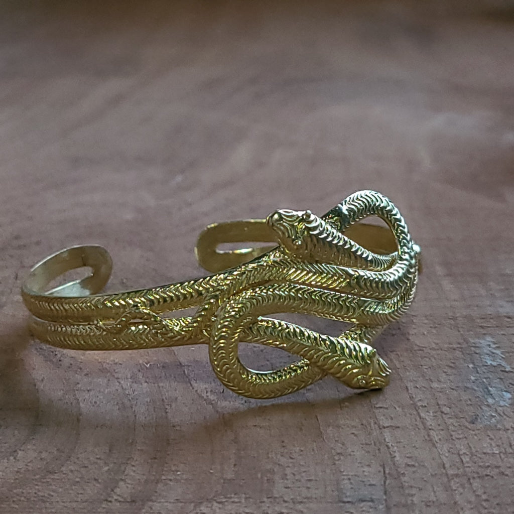 The Serpent Raw Brass Cuff Jewelry Bracelet