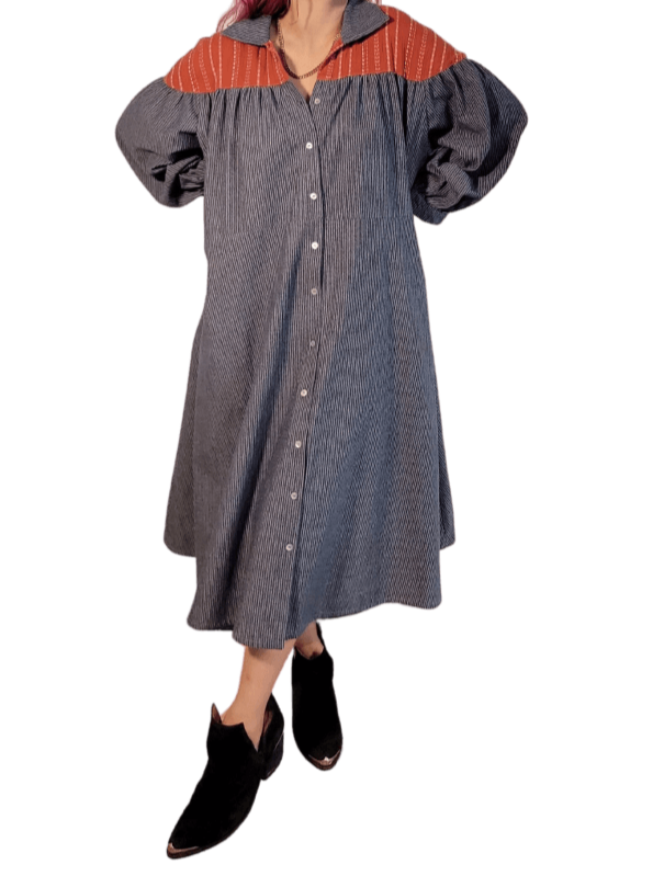 Tuleta Maxi Dress - Railroad Denim And Southwest Cotton Gauze Apparel